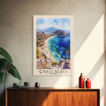 Load image into Gallery viewer, Çıralı Beach, Turkey Watercolor Print, Vacation Gift, Turkey Wall Art, Beach Painting, Beach Decor, Large Wall Art, Wood Frame Art
