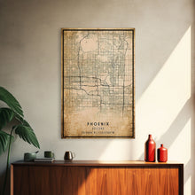 Load image into Gallery viewer, Phoenix Arizona Street Map, Framed Canvas Art, Arizona United States Road Map Wall Art, Office Wall Art, Wall Decor for Office
