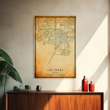 Load image into Gallery viewer, Old Las Vegas City Map Wall Art Canvas Print, Vintage Style Las Vegas Map, Framed Wall Art, Cool Las Vegas Nevada Wall Art, Office Decor
