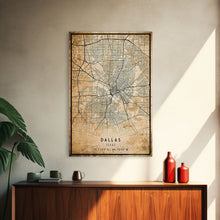 Load image into Gallery viewer, Dallas Map Canvas Print, Texas Map Print, Texas Wall Art, Dallas Map Poster, US, USA Maps, Dallas Maps, Map Gifts, Large Framed Map Print

