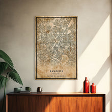 Carregar imagem no visualizador da galeria, Old Bangkok City Map Wall Art Canvas Print, Vintage Style Bangkok Map, Framed Wall Art, Cool Bankok Thailand Wall Art, Office Decor

