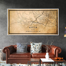 Carregar imagem no visualizador da galeria, Austin Map Print Canvas or Poster, Texas Map Art, Texas Map Print, Vintage Austin Texas Map Framed Art, Retro / Distressed Office Art
