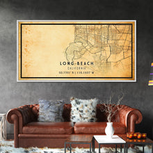 Load image into Gallery viewer, Long Beach map print poster or framed canvas | California map print poster canvas | Long Beach city map print poster canvas, distressed map
