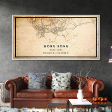 Load image into Gallery viewer, Vintage Hong Kong City Map Wall Art Canvas Print, Distressed Hong Kong Map, Framed Wall Art, Cool Hong Kong Travel Wall Art, Office Art
