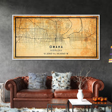 Load image into Gallery viewer, Omaha Nebraska map print poster or framed canvas, Omaha map print poster canvas, Omaha city map print poster canvas, Vintage Travel Art
