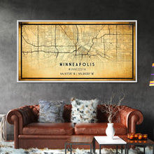 Load image into Gallery viewer, Minneapolis map print poster or framed canvas, Minnesota map print poster canvas, Minneapolis road map print poster canvas
