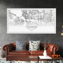 Cargar imagen en el visor de la galería, Chesapeake Street Map, Virginia Map, Map Print, Modern Art, Wall Art, Canvas Art, Gift For Friend, Teen Bedroom Décor, Rustic Mantle Décor

