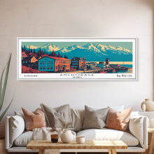 Carregar imagem no visualizador da galeria, Anchorage Alaska Panoramic Travel Poster Canvas Print
