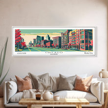 Cargar imagen en el visor de la galería, Chicago Illinois Panoramic Travel Poster Canvas Print
