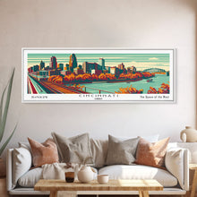 Cargar imagen en el visor de la galería, Cincinnati Ohio Panoramic Travel Poster Canvas Print
