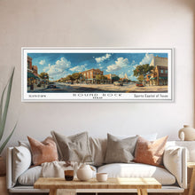Carregar imagem no visualizador da galeria, Round Rock Texas Panoramic Print, Elegant Framed Canvas Print, Travel Poster Art, Living Room Decor, Home Wall Art
