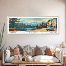 Load image into Gallery viewer, Boise Idaho Panoramic Painting, Mid Century Modern Framed Canvas Print, Retro Pop Art Travel Poster, Wall Art, Home Decor, Office Wall Art
