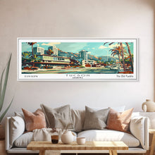Cargar imagen en el visor de la galería, Tucson Arizona Panoramic Wall Art, Mid Century Modern Framed Canvas Print, Retro Pop Art Travel Poster, Living Room and Office Decor
