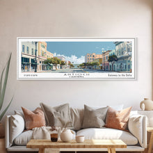 Carregar imagem no visualizador da galeria, Antioch California Panoramic Painting, Mid Century Modern Framed Canvas Print, Retro Pop Art Travel Poster, Home Decor, City Art

