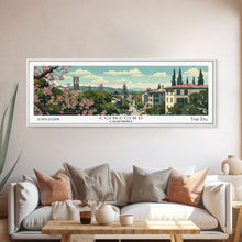 Cargar imagen en el visor de la galería, Concord California Panoramic Painting, Mid Century Modern Framed Canvas Print, Retro Pop Art Travel Poster, City Wall Decor, Office Decor
