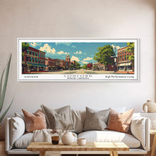 Cargar imagen en el visor de la galería, Concord North Carolina Panoramic Wall Art, Mid Century Modern Framed Canvas Print, Retro Pop Art Travel Poster, City Office Art, Home Decor

