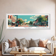 Load image into Gallery viewer, Edison New Jersey Panoramic Painting, Mid Century Modern Framed Canvas Print, Retro Pop Art Travel Poster, City Wall Decor, Home Decor
