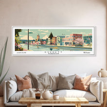 Carregar imagem no visualizador da galeria, Everett Washington Panoramic Painting, Mid Century Modern Framed Canvas Print, Retro Pop Art Travel Poster, Home Wall Decor
