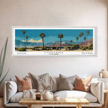 Carregar imagem no visualizador da galeria, Fontana California Panoramic Painting, Mid Century Modern Framed Canvas Print, Retro Pop Art Travel Poster, Living Room Wall Art
