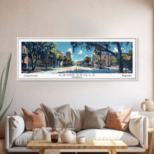 Load image into Gallery viewer, Gainesville Florida Panoramic Painting, Mid Century Modern Framed Canvas Print, Retro Pop Art Travel Poster, Home Wall Decor
