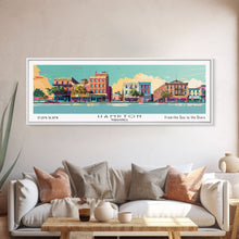 Cargar imagen en el visor de la galería, Hampton Virginia Panoramic Painting, Mid Century Modern Framed Canvas Print, Retro Pop Art Travel Poster, Office Wall Decor
