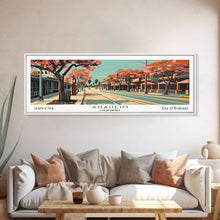Carregar imagem no visualizador da galeria, Anaheim California Panoramic Painting, Framed Canvas Print, Mid Century Modern Wall Art, Retro Pop Art Travel Poster, Office Decor, City Art
