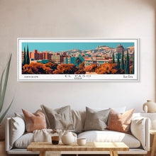 Load image into Gallery viewer, El Paso Texas Panoramic Painting, Framed Canvas Print, Mid Century Modern Wall Art, Retro Pop Art Travel Poster, Home Decor, City Art
