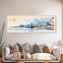 Carregar imagem no visualizador da galeria, A Coruńa Spain Travel Art, City Art, Framed Canvas Print or Metal Wall Art, Europe Travel Poster, Panoramic Wall Art, Extra Wide Wall Art
