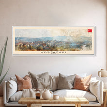 Carregar imagem no visualizador da galeria, Adapazar Turkey Panoramic Travel Poster, Framed Canvas Print or Metal Wall Art, Travel Art, Home Decor, Panoramic Painting, Midcentury Art
