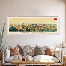 Carregar imagem no visualizador da galeria, Alcalá Spain Travel Art, City Art, Framed Canvas Print or Metal Wall Art, Europe Travel Poster, Panoramic Wall Art, Extra Wide Wall Art
