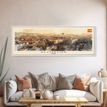 Carregar imagem no visualizador da galeria, Alcorcón Spain Panoramic Travel Poster, Framed Canvas Print or Metal Wall Art, Travel Art, Home Decor, Panoramic Painting, Midcentury Art
