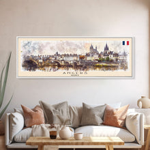 Carregar imagem no visualizador da galeria, Angers France Wall Art, Panoramic Travel Poster, Panoramic Framed Canvas Print, City Wall Art, Wall Hanging Home Decor, Travel Art
