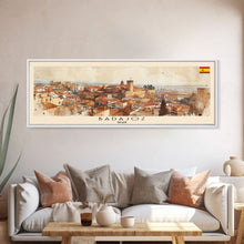 Carregar imagem no visualizador da galeria, Badajoz Spain Wall Art, Panoramic Travel Poster, Panoramic Framed Canvas Print, City Wall Art, Wall Hanging Home Decor, Travel Art
