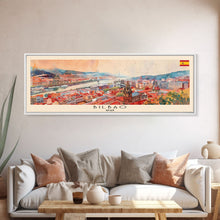 Cargar imagen en el visor de la galería, Bilbao Spain Wall Art, Panoramic Travel Poster, Panoramic Framed Canvas Print, City Wall Art, Wall Hanging Home Decor, Travel Art

