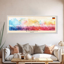 Load image into Gallery viewer, Bochum Germany Panoramic Travel Poster, Framed Canvas Print or Metal Wall Art, Travel Art, Home Decor, Panoramic Painting, Midcentury Art
