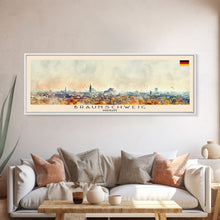 Load image into Gallery viewer, Braunschweig Germany Travel Art, City Art, Framed Canvas Print or Metal Wall Art, Europe Travel Poster, Panoramic Wall Art, Extra Wide Wall Art
