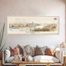 Carregar imagem no visualizador da galeria, Budapest Hungary Travel Art, City Art, Framed Canvas Print or Metal Wall Art, Europe Travel Poster, Panoramic Wall Art, Extra Wide Wall Art
