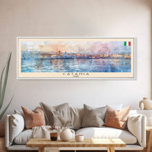 Cargar imagen en el visor de la galería, Catania Italy Travel Print Wall Art, Panoramic City Art, Travel Art, Wall Decor, Vacation Gift, Framed Canvas Print Or Metal Art
