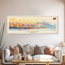 Load image into Gallery viewer, Coimbra Portugal Travel Art, City Art, Framed Canvas Print or Metal Wall Art, Europe Travel Poster, Panoramic Wall Art, Extra Wide Wall Art
