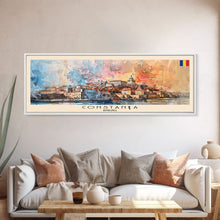 Cargar imagen en el visor de la galería, Constana Romania Wall Art, Panoramic Travel Poster, Panoramic Framed Canvas Print, City Wall Art, Wall Hanging Home Decor, Travel Art
