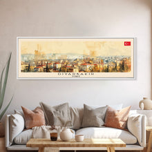Load image into Gallery viewer, Diyarbakr Turkey Panoramic Travel Poster, Framed Canvas Print or Metal Wall Art, Travel Art, Home Decor, Panoramic Painting, Midcentury Art
