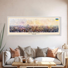 Load image into Gallery viewer, Dnipro Ukraine Wall Art, Panoramic Travel Poster, Panoramic Framed Canvas Print, City Wall Art, Wall Hanging Home Decor, Travel Art
