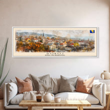 Load image into Gallery viewer, Doboj Bosnia Travel Print Wall Art, Panoramic City Art, Travel Art, Wall Decor, Vacation Gift, Framed Canvas Print Or Metal Art
