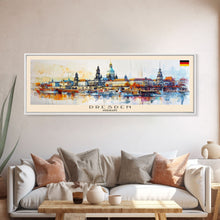 Load image into Gallery viewer, Dresden Germany Travel Art, City Art, Framed Canvas Print or Metal Wall Art, Europe Travel Poster, Panoramic Wall Art, Extra Wide Wall Art
