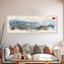 Load image into Gallery viewer, Elbasan Albania Travel Print Wall Art, Panoramic City Art, Travel Art, Wall Decor, Vacation Gift, Framed Canvas Print Or Metal Art
