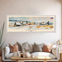 Load image into Gallery viewer, Engels Russia Panoramic Travel Poster, Framed Canvas Print or Metal Wall Art, Travel Art, Home Decor, Panoramic Painting, Midcentury Art
