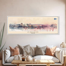 Load image into Gallery viewer, Espoo Finland Wall Art, Panoramic Travel Poster, Panoramic Framed Canvas Print, City Wall Art, Wall Hanging Home Decor, Travel Art
