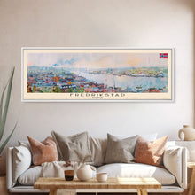Carregar imagem no visualizador da galeria, Fredrikstad Norway Travel Art, City Art, Framed Canvas Print or Metal Wall Art, Europe Travel Poster, Panoramic Wall Art, Extra Wide Wall Art
