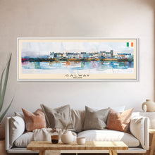 Carregar imagem no visualizador da galeria, Galway Ireland Panoramic Travel Poster, Framed Canvas Print or Metal Wall Art, Travel Art, Home Decor, Panoramic Painting, Midcentury Art
