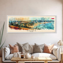 Load image into Gallery viewer, Gdynia Poland Travel Art, City Art, Framed Canvas Print or Metal Wall Art, Europe Travel Poster, Panoramic Wall Art, Extra Wide Wall Art
